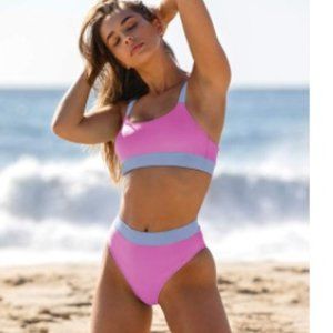 ZINPRETTY Women Color Block High Waisted Bikini Set size M NWOT